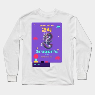 Level Up to 2024: Pixel Dragon's Retro Year Tee Long Sleeve T-Shirt